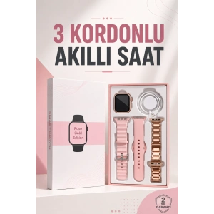 Mey İthalat® Akıllı Saat Amoled Ekran 3 Kordonlu Aksesuar Hediyeli Sesli Görüşme