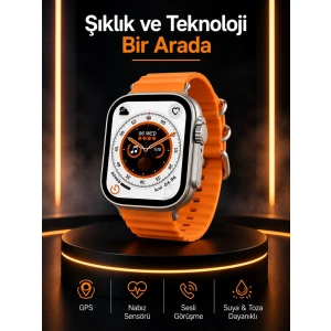 Mey İthalat® Akıllı Saat Android ve İOS Uyumlu 49 MM NFC Özelliği GPS Takibi Yeni Nesil