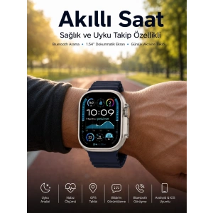 Mey İthalat® Akıllı Saat Bluetooth Bağlantılı NFC ve GPS Uyumlu Nabız Ölçer Sesli Görüşme Yeni Nesil