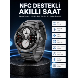 Mey İthalat® Akıllı Saat Çelik Kordon Çağrı Cevaplama Amoled Ekran Titreşimli Uyku ve Sağlık Takibi