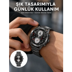 Mey İthalat® Akıllı Saat Çelik Kordon Çağrı Cevaplama Amoled Ekran Titreşimli Uyku ve Sağlık Takibi Yeni Nesil