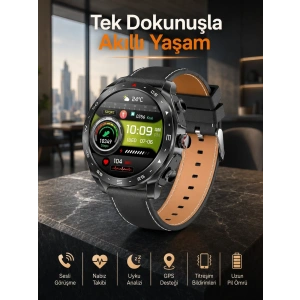 Mey İthalat® Akıllı Saat Nabız Ölçer Uyku Takibi Sesli Görüşme Bildirim Görme