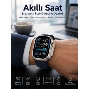 Mey İthalat® Akıllı Saat Sesli Görüşme Titreşimli GPS Bağlantısı Müzik Dinleme Sosyal Medya Bildirimleri Yeni Nesil