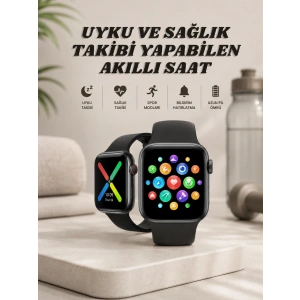 Mey İthalat® Akıllı Saat Wireless Şarj Yüksek Çözünürlüklü Müzik Dinleme Sesli Cevaplama