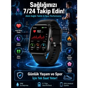 Mey İthalat® Akıllı Saat Wireless Şarj Yüksek Çözünürlüklü Müzik Dinleme Sesli Cevaplama Yeni Nesil