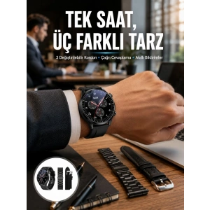 Mey İthalat® Akıllı Saat Yeni Nesil Üç Kordonlu Nabız Ölçer Çağrı Cevaplama Yeni Nesil