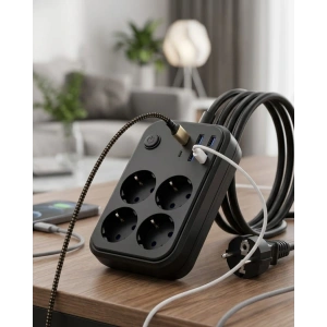 Mey İthalat® Akım Korumalı Çoklu Priz 4 USB 2 Type C 4 Priz Güvenli ve Hızlı Şarj