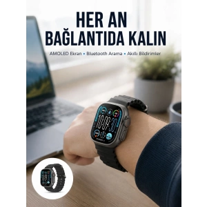 Mey İthalat® AMOLED Akıllı Saat 49mm Bluetooth Arama Spor ve Sağlık Yeni Nesil