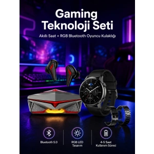 Mey İthalat® ANC Özellikli Bluetooth Kulaklık ve Amoled Ekran Akıllı Saat Uyku ve Sağlık Takibi Nabız Ölçer
