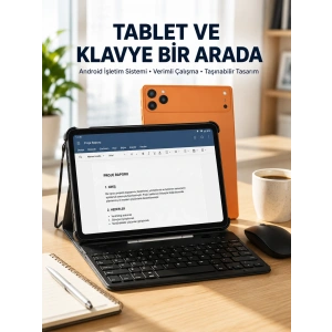 Mey İthalat® Android Tablet Klavye Kılıflı Dokunmatik Ekran Günlük ve Profesyonel Kullanım