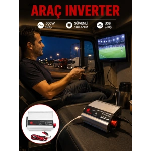 Mey İthalat® Araç Aküsünden Elektrik Üreten 500 Watt İnvertör