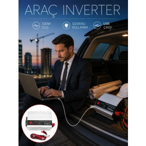 Mey İthalat® Araç Aküsünü Prize Çeviren 500W Güç İnvertörü
