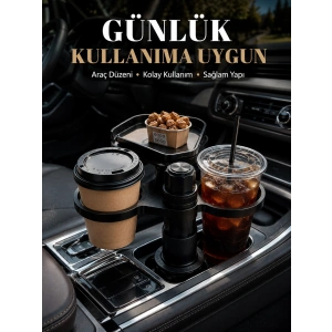 Mey İthalat® Araç İçi Bardaklık Organizeri Çok Amaçlı İçecek ve Eşya Tutucu