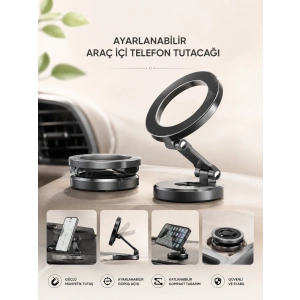 Mey İthalat® Araç İçi Telefon Tutacağı Manyetik Tasarım Ayarlanabilir