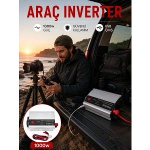 Mey İthalat® Araçtan Elektrik Kullanımı Sağlayan 1000W Akü İnvertör