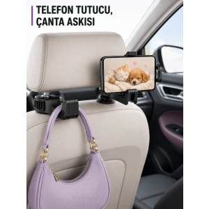 Mey İthalat® Ayarlanabilir Araç Telefon Tutucu ve Koltuk Başlığı Askılığı