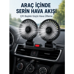 Mey İthalat® Ayarlanabilir Çift Başlıklı Sessiz Araç İçi Vantilatör