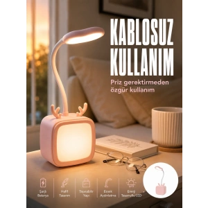 Mey İthalat® Ayarlanabilir LED Masa Lambası Şarjlı Modern Aydınlatma