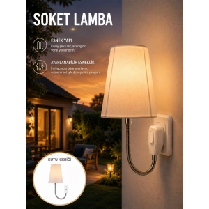 Mey İthalat® Ayarlanabilir Soket Lamba Gece Okuma Işığı