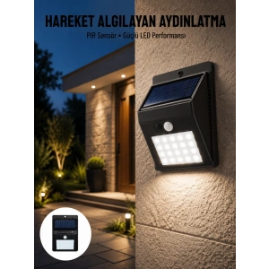 Mey İthalat® Bahçe Aydınlatması Güneş Enerjili Led Işık Lamba Sensörlü Dekoratif Yeni Nesil