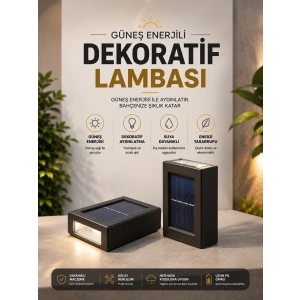 Mey İthalat® Bahçe Aydınlatması Solar Güneş Enerjili Dekoratik Led Işıklı Lamba