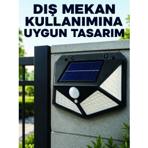 Mey İthalat® Bahçe Balkon Garaj ve Girişler İçin Güneş Enerjili Hareket Sensörlü LED Duvar Lambası