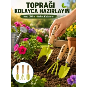 Mey İthalat® Bahçe El Aletleri Seti Toprak Düzenleme ve Dikim Aparatı
