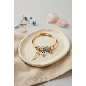 Mey İthalat® Baykuş Model Gold Renk Charmlı Bileklik