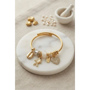 Mey İthalat® Beyaz Balık Model Gold Renk Charmlı Bileklik