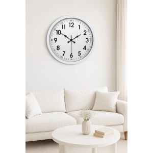 Mey İthalat® Beyaz Dekoratif Stil 52 Cm Metal Duvar Saati