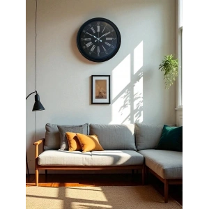 Mey İthalat® Black Noble 40 Cm Metal Modern Duvar Saati