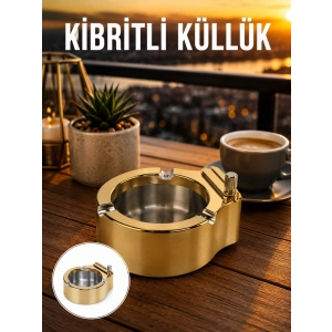 Mey İthalat® Çakmaklı Küllük Paslanmaz Metal Dayanıklı Tasarım Yeni Nesil