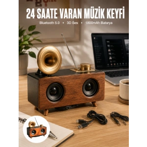 Mey İthalat® Çalar Radyo Müzik Kutusu Nostaljik Hoparlör Speaker