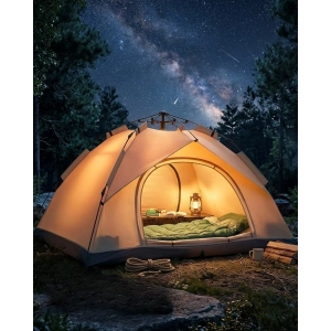 Mey İthalat® Çift Katmanlı Kamp Çadırı Otomatik Kurulum Suya Dayanıklı Outdoor Çadır