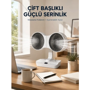 Mey İthalat® Çift Yöne Hava Üfleyen Masa ve Duvar Tipi Vantilatör