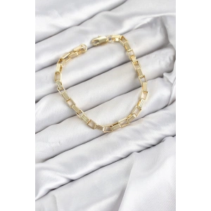 Mey İthalat® CM Kare Halka Model Gold Renk Pirinç Kadın Bileklik