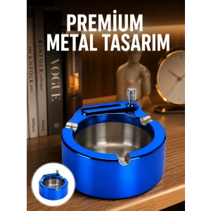 Mey İthalat® Dekoratif Çakmaklı Küllük Kolay Temizlenebilir Metal Yeni Nesil