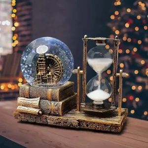 Mey İthalat® Dekoratif Kar Küresi ve Kum Saati Gold