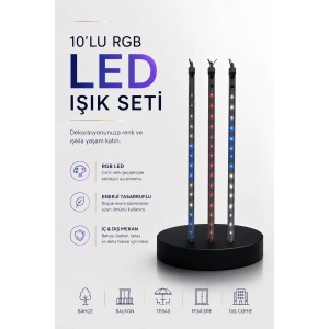 Mey İthalat® Dekoratif Ortam Aydınlatması RGB LED 10’lu Çubuk Seti