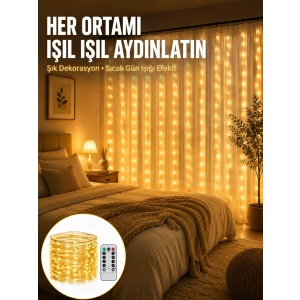 Mey İthalat® Dekoratif Perde Peri Led Günışığı Renk 8 Fonksiyonlu Işık Yeni Nesil