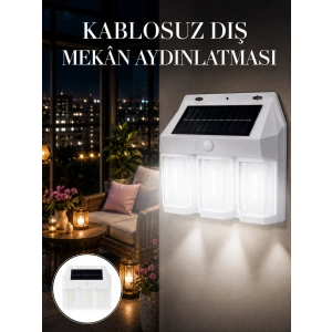 Mey İthalat® Dış Mekan Solar Duvar Lambası – 120° Hareket Algılama, 3 Işık Modu Yeni Nesil