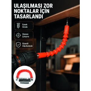 Mey İthalat® DMAX Esnek Şaftlı Matkap Bits Uç Seti 12 Parça Vida Montaj ve Tamir Seti