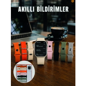 Mey İthalat® Dokunmatik Akıllı Saat Bluetooth Arama Sağlık Takipli 7 Değiştirilebilir Kordonlu Saat