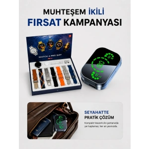 Mey İthalat® Dokunmatik Akıllı Saat Yeni Nesil Kulaklık Kampanyası Bluetooth Bağlantılı ANC Özelliği
