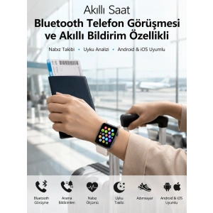 Mey İthalat® Dokunmatik Ekranı, Bluetooth Görüşme Desteği ve Akıllı Bildirim Özellikleriyle Teknolojiyi Bileğinize Taşıyan Akıllı Saat