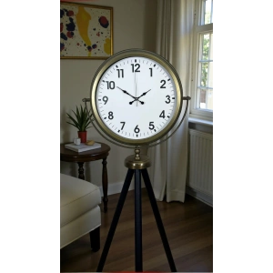 Mey İthalat® Eskitme Tripod Ayaklı Dekoratif Saat