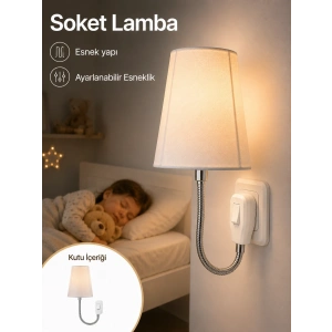 Mey İthalat® Gece Aydınlatması Soket Lamba Prize Takılma Özellikli