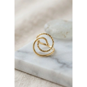 Mey İthalat® Gold Renk Geometrik Çift Halka Yüzük