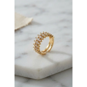 Mey İthalat® Gold Renk Sıralı Zirkon Taşlı Kadın Yüzük