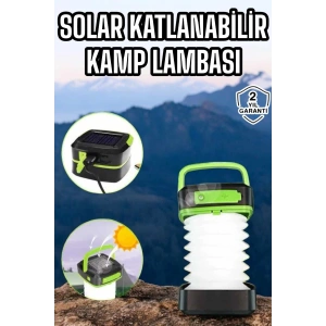 Mey İthalat® Güneş Enerjili Led Lamba Kamp Lambası Katlanabilir Lamba USB Şarjlı